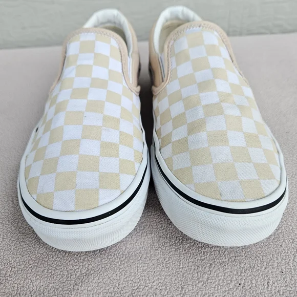 Vans Classic Slip-On Checkerboard Peach Sneaker Women SZ 8 Canvas Casual - Picture 11 of 12